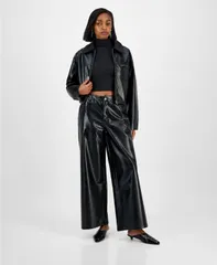 バースリー レディース ボトムス カジュアルパンツ パンツ レザー フェイクレザー Bar III Womens CrocodileEmbossed Faux Leather Pants Croc Pu
