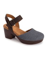 무크룩스 레이디스 슈즈 펌프스 MUK LUKS Womens Merritt Closed Toe Quarter Strap Shoe Denim dark brown 데님