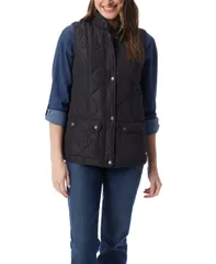 グロリアバンデービルト レディース アウター ジャケット・ブルゾン キルティング ベスト ノースリーブ ジャケット Gloria Vanderbilt Womens Quilted Vest Sleeveless Jacket Black ブラック