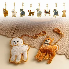 キーホルダー 犬 ザリ刺繍 ビーズ バッグチャーム ハンドメイド ギフト プレゼント 刺繍キーリング キーリング dog いぬ 犬 キャット イヌ おしゃれ かわいい トイプードル