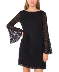 ワンステイト レディース トップス ワンピース ミニワンピース ミニ 1STATE Womens Cowl Back Bell Sleeve Mini Dress Rich Black ブラック
