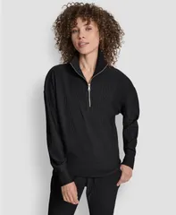 ダナ キャラン ニューヨーク レディース アウター パーカー・スウェット モックネック スウェット シャツ DKNY Womens Tech Ottoman HalfZip Mock Neck Sweatshirt Black ブラック