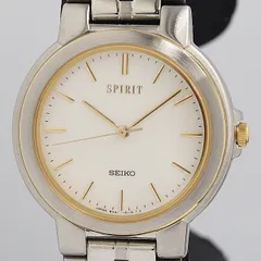 美品 保/箱付 稼働 セイコー スピリット 8N41-6080 QZ ホワイト文字盤 メンズ腕時計 0011000 3DKT ABC19727 TAM