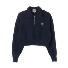 マリテフランソワジルボー ハーフジップ クロップド スウェット S