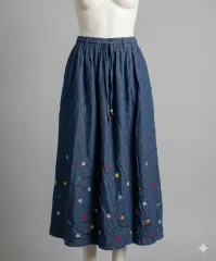 ヴィンテージ花刺繍プリーツスカート