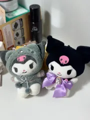 クロミ ぬいぐるみ キーホルダー セット グレー/パープル リボン