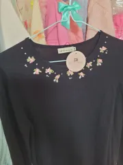 USミュウミュージックアンドエコロジー フラワー 装飾 ニット ブラック