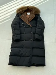 ブラック ロング ダウン コート 取り外し可能 ファー