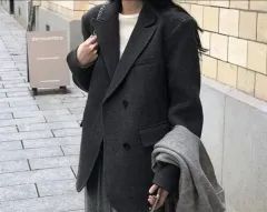 オーバーサイズ ダブルブレスト ウール ジャケット