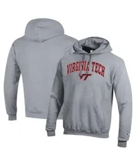 チャンピオン メンズ アウター パーカー・スウェット ロゴ フリース パーカー Champion MensHeather Gray Virginia Tech Hokies Arched Logo Fleece Pullover Hoodie Heather