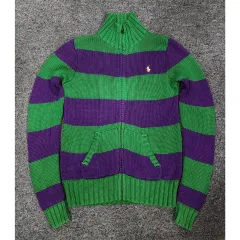 ポロ ラルフローレン ヴィンテージ ラグビー ボーダー柄 ニット ジップアップ Girls XL