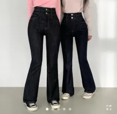 ハイウエスト ブーツカット デニム パンツ