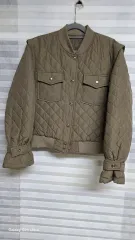 レディース カーキ色 キルティング ブルゾン ジャケット