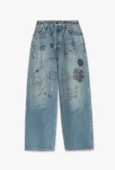 xs バレンシアガ ラインストーン バギー デニム パンツ