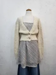 新品 アイボリー ブークレ カーディガン F