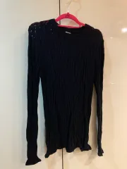 トップス ブラック シースルー 長袖 ニット