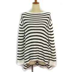 スナイデル SNIDEL カットソー ニット ボーダー スリット コットン F 白 ホワイト