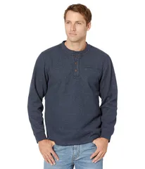エルエルビーン メンズ トップス シャツ フリース LLBean Katahdin Iron Works Bonded Waffleece Henley Slightly Fitted Regular Mariner Blue ブルー