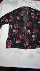 (新商品)H&M ディバイディッド ブラック フローラル オープンタイプ 起毛 カーディガン