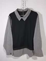 ブラック バイカラー CHECK シャツ レイヤード スウェット