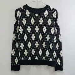 UNIQLO ユニクロ ヴィンテージ アーガイル フリース ニット スリーブ M