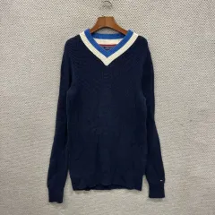 トミーヒルフィガー カジュアル ケーブル Vネック ニット S A06660