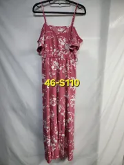 ピンク オフショルダー ノースリーブ ONE PIECE 46-110