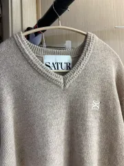 セター ダブルリン アシンメトリー Vネック ニット オーガニック ベージュ