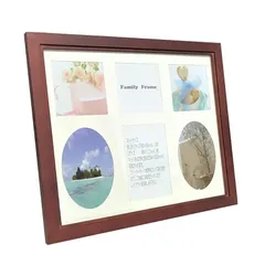 【新品】 互陽 木製 フォトフレーム 6面 写真立て ファミリー タイプ 6枚 卓上 壁掛け 写真額 L判 ましかく ブラウン 0