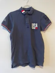 トミーヒルフィガー ネイビー 半袖 ポロTシャツ USA 刺繍
