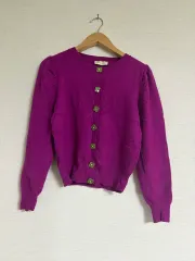 フラワーボタンパフスリーブカーディガン