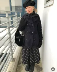 ユニクロ アウター フリース フリース ダブルブレスト ハーフ コート ピーコート ブラック