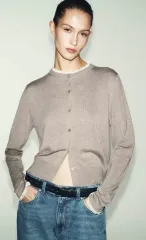 Zara レース トリミング ニット カーディガン