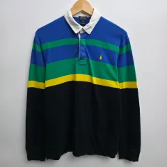M ポロラルフローレン ストライプ ラグビーシャツ