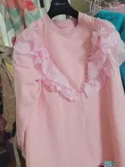 起毛ピンク フリル装飾 スウェット