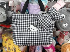 日本輸入 Sanrio ハローキティ チェックリボントートバッグ ハローキティ ギンガムチェック 丸のままリボンバッグ