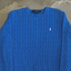M ポロ ラルフ ローレン レディース ブルー ケーブル ニット