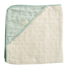 新品 angerolux(アンジェロラックス)ベビー用バスタオル ベビーバスローブ 6重ガーゼ フード付き バスタオル 【日本製】ミントブルー