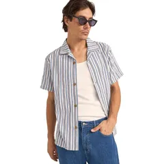 リズム メンズ トップス シャツ 半袖 Rhythm Vacation Stripe ShortSleeve Shirt Mens Blue ブルーのサムネイル