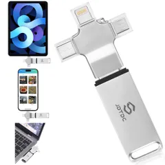 新品 【全デバイス自動バックアップ・正規容量】512GB USBメモリ 4in1 iPhone/Android/PC/iPad全対応 128ギガ フォトスティック 写真 動画 連絡先 一括保存 容量不足解消 高速転送 タイプC USBメモリライトニング対応