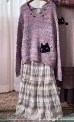 ヴィンテージ 森ガール ストライプ ロング丈スカート