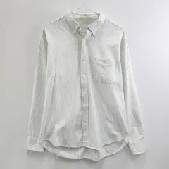 GU ジーユー ヴィンテージ カジュアル プレッピー ライトグリーン ストライプ シャツ