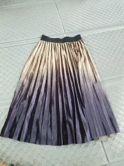 ブラウン-ブラック グラデーション プリーツ スカート