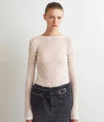 AOPT レイ シースルー トップス - ライト クリーム