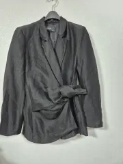 ZARA ラップスタイル レーヨン麻 リボンジャケット S