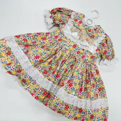 110-120 ハンドメイド フラワー ドレス