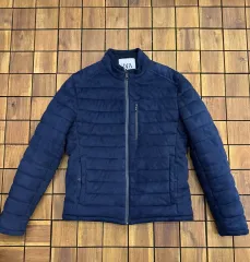 ZARA メンズ ネイビー キルティング スウェード ジャケット M