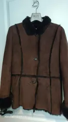 日本 ムートン 天然 スウェード バスト52 長さ61 (新) 服