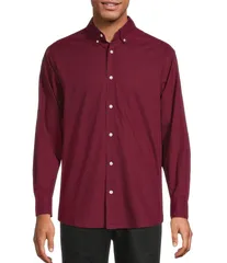 ラウンドトゥリーアンドヨーク メンズ トップス シャツ Roundtree Yorke Long Sleeve Soft Touch Solid Sport Shirt Merlot