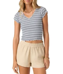 オニール レディース トップス Tシャツ ニット ONeill Erin Striped RibKnit Short Sleeve TShirt Slate スレートのサムネイル